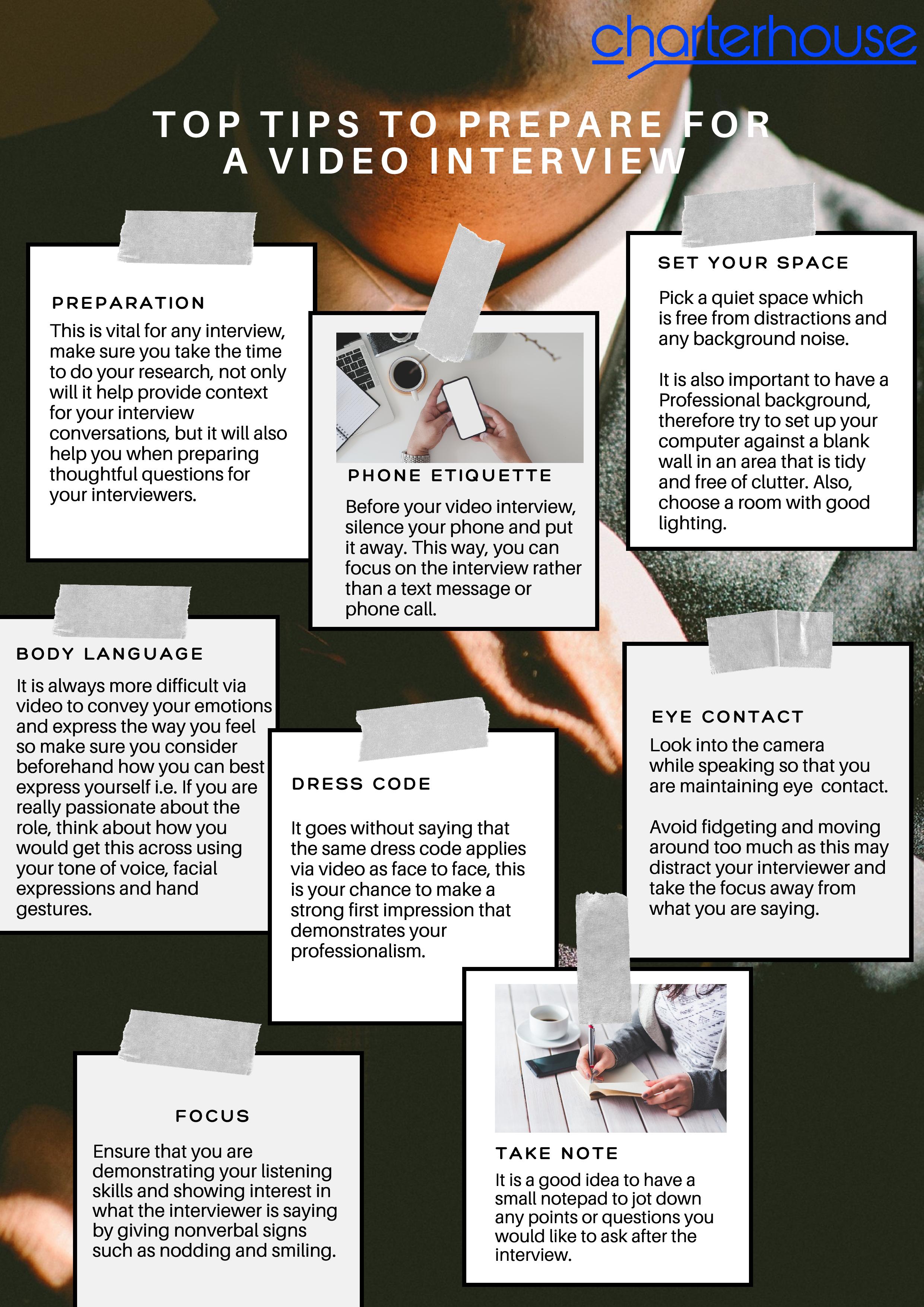 TOP TIPS TO PREPARE FOR A VIDEO INTERVIEW